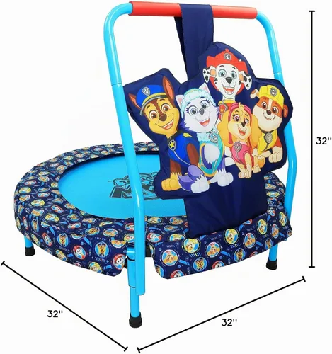 Vista 7 de Paw Patrol - Mini trampolín de interior con asa para niños pequeños, cuenta con Everest, Chase, Marshall, Skye y Rubble, Multi