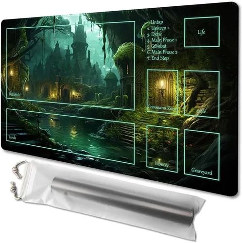 Vista 36 de MTG - Tapete de juego tamaño 24 x 14 pulgadas, bolsas de almacenamiento antideslizantes, ideal para entusiastas de los juegos de cartas, tapete