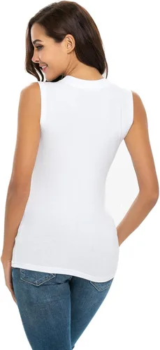 Vista 5 de Nasperee Camiseta sin mangas con cuello redondo para mujer, ajustada, para yogaentrenamiento