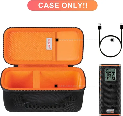 Vista 2 de BOVKE Funda de transporte para altavoz GPS de golf Bushnell Wingman View, buscador de rango, soporte magnético de almacenamiento de viaje Negro