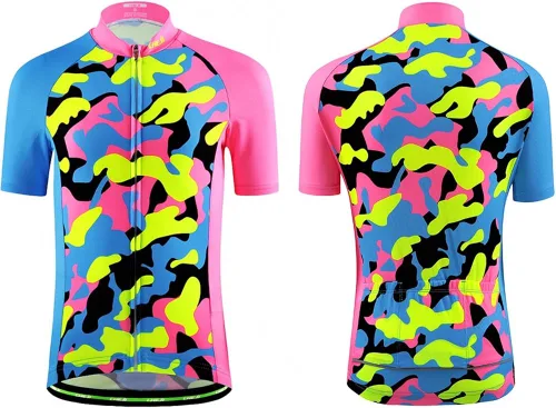 Vista 3 de Ateid Big Girls Cycling Jersey Set Short Sleeve with 3D Padded Shorts