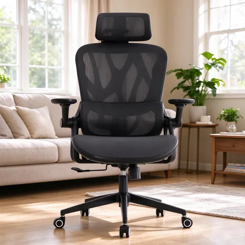 Vista 12 de Ergonomic Mesh Office Chair, 350LB Heavy Duty High Back Desk Chair, Adjustable Headrest, Auto Adaptive Lumbar Support, Memory Foam Cushion, Armrests