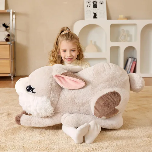 Vista 7 de EARTHSOUND Juguete de peluche con diseño de conejo gigante, conejo de 23 pulgadas de tamaño grande, juguetes suaves de tamaño jumbo, lindo y enorme