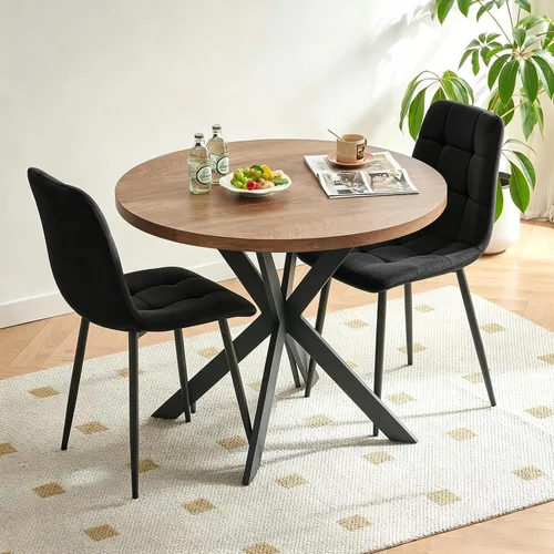 Vista 5 de Homedot Juego de mesa de comedor para 2, mesa de cocina de 3 piezas, juego de sillas de comedor redondas y negras para espacios pequeños, juego
