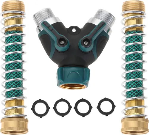 Vista 8 de Divisor de manguera de jardín, conector de manguera de 2 vías, divisor de manguera resistente en Y, divisor de grifo con conector de 3/4 pulgadas