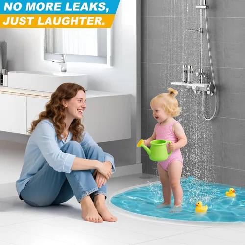 Vista 2 de Barrera de Agua para Umbral de Ducha de 39", Protector de Agua de Silicona para Ducha, Sello Inferior Plegable de Puerta de Ducha, Protector contra