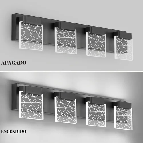 Vista 8 de Aipsun Accesorios de iluminación de tocador de baño negros modernos accesorios de iluminación LED vanidad para baño 4 luces vanidad iluminación 6000