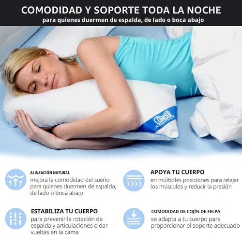 Vista 2 de Almohada de soporte para cama y cuerpo en forma de L Contour para personas que duermen de lado Almohada de alivio multifuncional para hombros