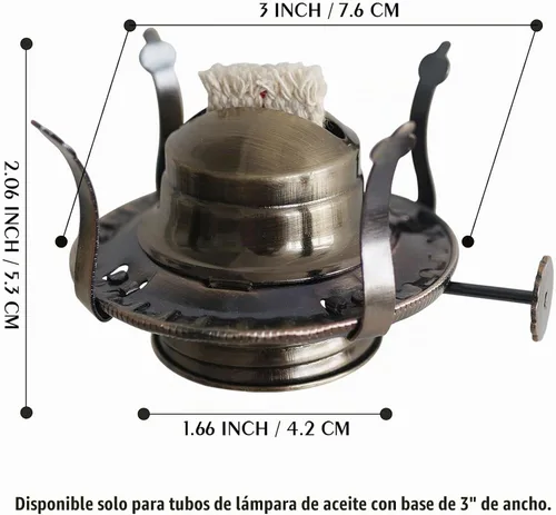 Vista 5 de 2 piezas de quemador de lámpara de aceite tamaño #2 chapado en bronce para lámparas antiguas de repuesto de lámparas de queroseno con collar Bronce