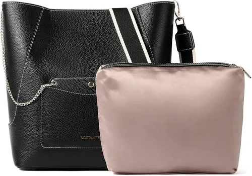 Vista 5 de BOSTANTEN Carteras y bolsos de cuero para mujer, bolsos grandes de diseño, bolsas cruzadas suaves, con bolsillo con cremallera, bolsillo pequeño