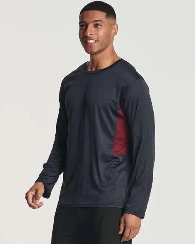 Vista 2 de Real Essentials Paquete de 4 unidades camiseta de manga larga para hombre Dry Fit, disipa la humedad, protección solar FPU 50+ contra rayos