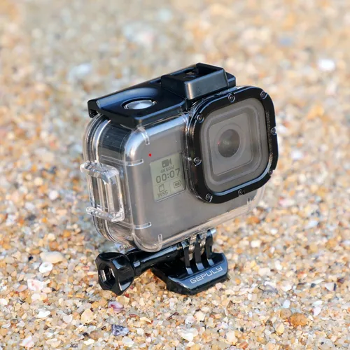 Vista 7 de GEPULY Carcasa impermeable para GoPro Hero 8 Negro, doble ranura para zapata fría protectora subacuática carcasa para GoPro Hero 8 Cámara de acción