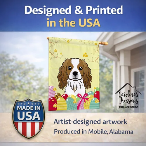 Vista 495 de Caroline's Treasures BB1923GF Bandera decorativa para jardín con diseño de Border Collie, para caza de huevos de Pascua, para jardín, jardín, patio