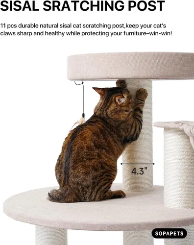 Vista 4 de Árbol para gatos extra grande para Maine Coon, torre de árbol para gatos de interior de 65 pulgadas de altura para gatos adultos grandes de 20