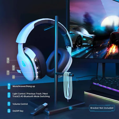 Vista 9 de Gtheos Auriculares inalámbricos para juegos de 2.4 GHz para PC, PS4, PS5, Mac, Nintendo Switch, Bluetooth 5.2 auriculares para juegos con micrófono