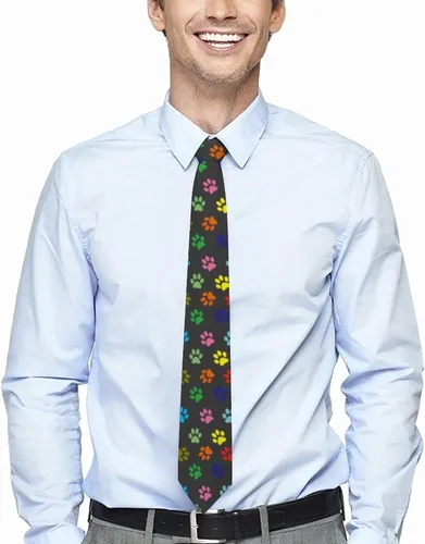 Vista 6 de JUDIAN Corbatas de moda para hombre, corbatas novedosas para cada atuendo IMPRESIÓN DE PATA (ANIMAL PAW PRINT)