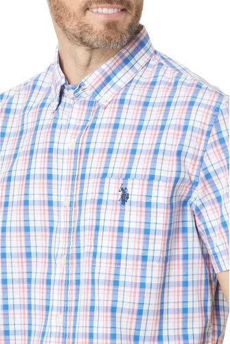 Vista 3 de U.S. Polo Assn. Camisa tejida de popelina de manga corta CVC Yarn-Dye