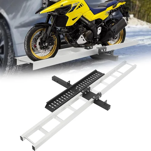 Vista 10 de Portador de motocicleta de 400 libras, soporte de aluminio para motocicleta con rampa de carga para motocicletas de cross, motocicleta