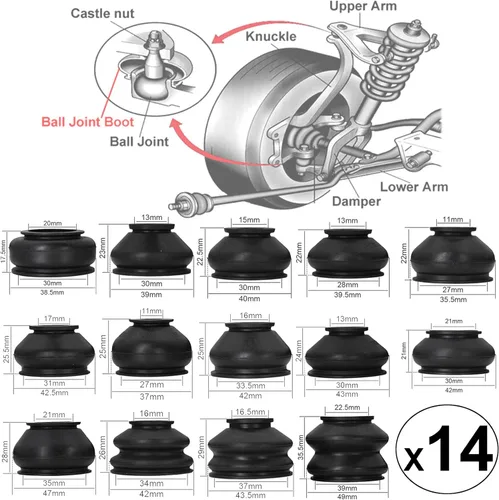 Vista 7 de 14 piezas de cubierta protectora de polvo de goma para brazo de varilla giratoria universal, cabeza de bola de unión para auto, accesorios