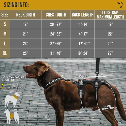 Vista 2 de OneTigris Arnés de soporte para perros para patas traseras, arnés de elevación para perros grandes, patas traseras, soporte de cadera para perros