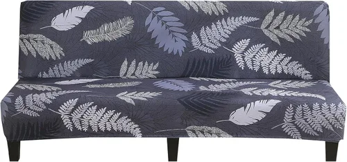 Vista 14 de MIFXIN Funda de sofá sin brazos, funda elástica plegable para futón, protector de muebles para sofá cama sin apoyabrazos, funda para sofá para Hojas