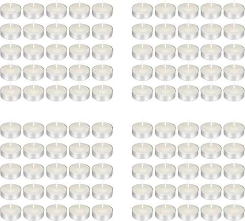 Vista 7 de Mega Candles 50 velas de té rojo sin perfume, vela de cera prensada de 3.5 horas de tiempo de combustión, decoración del hogar, recepciones de boda