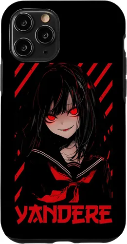 Vista 29 de Funda para iPhone 16 Yandere Anime Girl Kawaii Emo Goth Otaku Anime Manga Lover