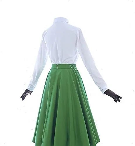 Vista 4 de Disfraz de uniforme escolar de Evergarden de anime, color violeta, para mujer, color verde