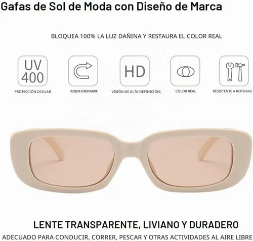 Vista 3 de BOJOD Gafas de sol rectangulares para mujer, gafas de sol retro a la moda, protección UV 400, gafas de marco cuadrado Beige