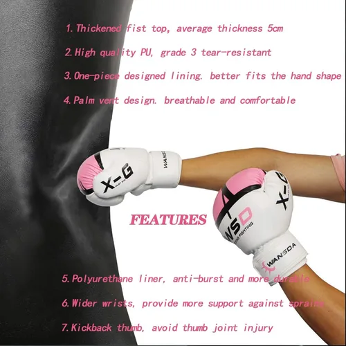 Vista 3 de Luwint Guantes de boxeo para niños y jóvenes, 4 onzas, 6 onzas, 8 onzas, guantes de entrenamiento premium para 3-5, 6-10, 10-12 años y adolescentes