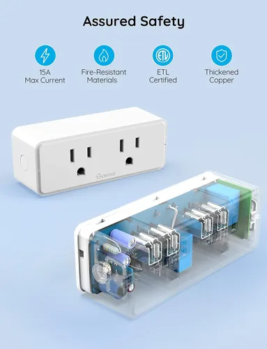 Vista 4 de Govee Enchufe inteligente, salida WiFi compatible con Alexa y Google Assistant, mini enchufes inteligentes para el hogar con función de temporizador