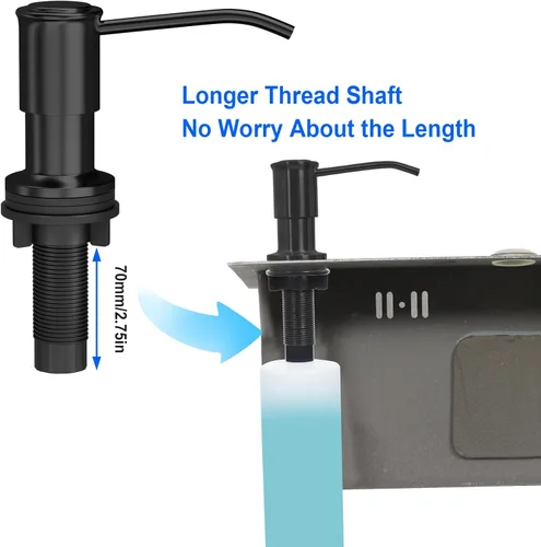 Vista 6 de Dispensador de jabón para fregadero de cocina, bomba dispensadora de jabón para fregadero de cocina, recarga desde la parte superior, dispensador