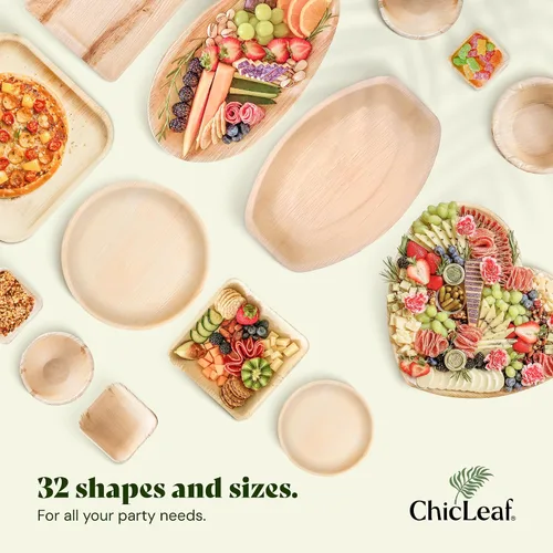 Vista 8 de Chic Leaf Cuencos de hoja de palmera – 8 pulgadas redondos, paquete de 25, naturales – Cuencos compostables ecológicos – Versátil plato desechable