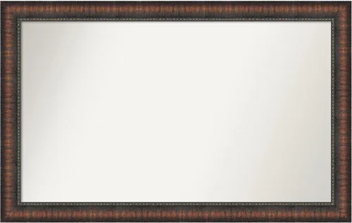 Vista 117 de Amanti Art Espejo de baño marrón para sobre el fregadero, 24 x 24 pulgadas, espejo de tocador cuadrado marrón Caleb, marco de madera rústica