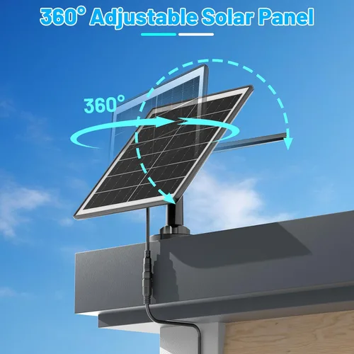 Vista 3 de iTODOS El panel solar funciona para Arlo Pro y Arlo Pro 2, cable de carga de alimentación al aire libre de 11.8 pies y montaje ajustable,