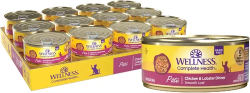 Vista 17 de Wellness Complete Health - Alimento húmedo en paté para gatos adultos, natural, rico en proteínas, sin granos, 3 onzas, paquete de 24