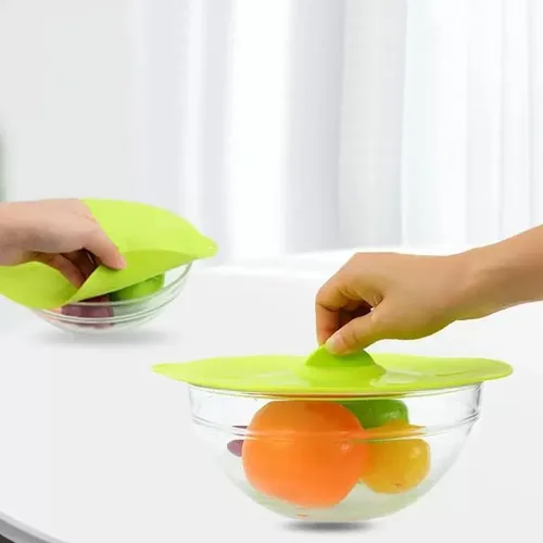 Vista 2 de Tapas de silicona – Cubierta resistente al calor para salpicaduras de microondas (paquete de 5), tapas de succión de silicona reutilizables