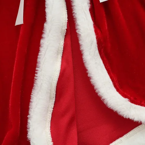 Vista 5 de Capa de Navidad para bebé, capa de terciopelo con capucha para niños pequeños, con piel, Sra. Papá Noel, disfraz de Navidad