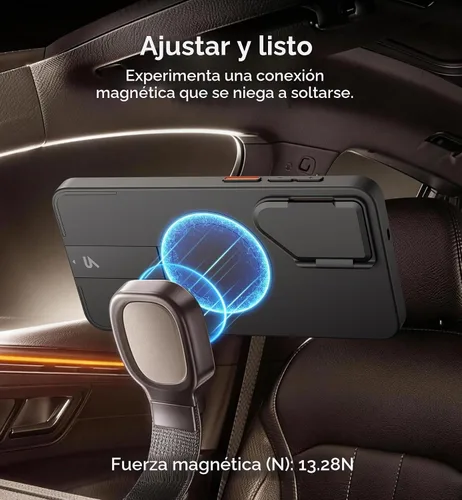 Vista 4 de SURITCH Funda protectora magnética para Samsung Galaxy S26 Plus, funda protectora magnética con cubierta de cámara y soporte de metal ajustable