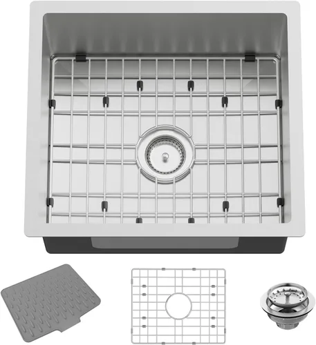 Vista 14 de Fregadero de cocina y bar negro de 12 x 16 pulgadas, pequeño tazón de acero inoxidable para montaje inferior, fregadero de cocina y bar, elección