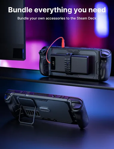 Vista 9 de JSAUX PC0104 ModCase para Steam Deck + PC0102 Steam Deck Case con Kickstand