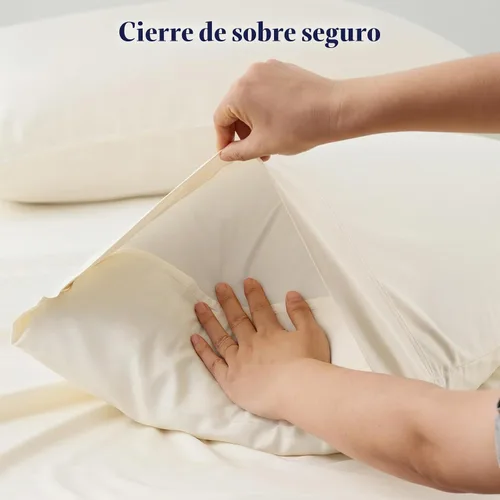Vista 5 de PHF Juego de sábanas de 6 piezas, 100% rayón derivado de bambú, tamaño Queen, sábanas refrescantes para personas que duermen con calor, banda Blanco