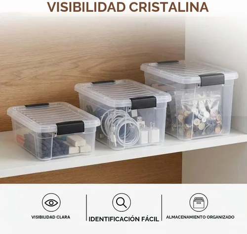 Vista 8 de Superio Cajas de almacenamiento transparentes con tapas, contenedores de plástico de 2.3 cuartos de galón para organizar, cajas apilables, sin BPA