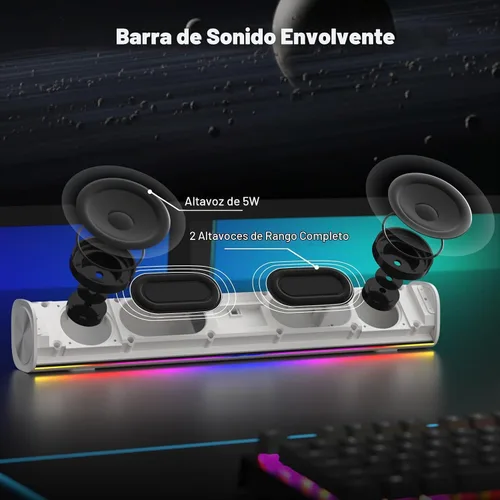 Vista 5 de SOULION - Altavoces de computadora para monitor de escritorio USB Plug & Play, color blanco