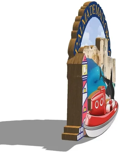 Vista 2 de Imán de madera para nevera, diseño de Palma de Mallorca de España, monumentos 3D, recuerdos coleccionables, decoración hecha a mano -90