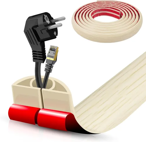 Vista 72 de Cubierta autoadhesiva para cables de suelo, gestión de cables de 3.3 pies, protector de tira de extensión para cables, evita tropiezos de cables