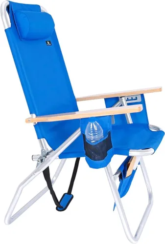 Vista 4 de Silla de playa grande y resistente para adultos grandes y altos, capacidad de 300 libras, tubo de aluminio, 4 posiciones reclinables