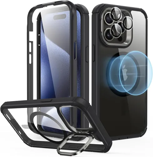 Vista 17 de ESR - Funda completa para iPhone 14 Pro Max, con soporte, MagSafe, a prueba de caídas de grado militar, protector de pantalla incorporado de vidrio