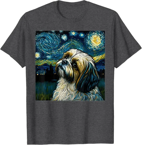 Vista 27 de Camiseta Surrealism Starry Night Shih Tzu Dog