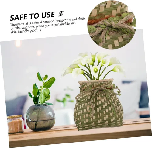 Vista 9 de Cabilock Cesta de flores tejida a mano pequeña cesta de pescado almacenamiento de bambú para decoración de cocina estilo aleatorio